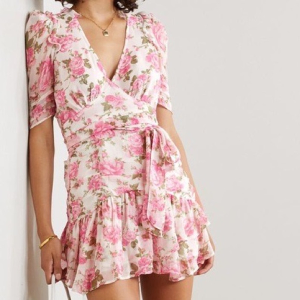 LoveShackFancy Floral Arlo Wrap Dress